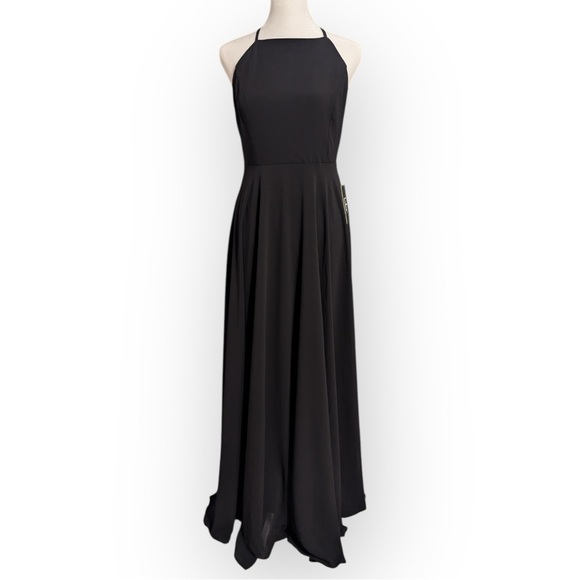 NWT Lulu's Mythical Kind of Love Black Maxi Dress w/Criss Cross Back, Medium - Picture 3 of 10